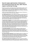 Search engine marketing Good results: 5 Important Elements for Your 2011 Seo Strategy