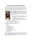 Advantages of Residential Elevators