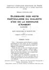 Régis MICHALIAS - Glossaire des mots particuliers du dialecte d'oc de la commune d'Ambert