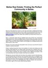Belize Real Estate: Finding the Perfect Community in Belize