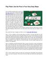 Play Poker Like the Pros in Four Very Easy Steps