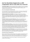 Get Tax Resolution Support For an IRS Compromise and to Cease IRS Levy Concerns