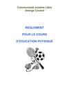 Règlement pour le cours d'éducation physique
