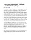 Eldora Gold Resources Now Trading on Frankfurt Stock Exchange