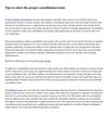 Tips to Select the Proper Consolidation Loans