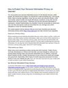 How to Protect Your Personal Information Privacy on Internet?