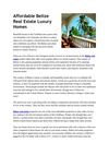 Affordable Belize Real Estate Luxury Homes