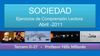 Ejercicios de Comprensión Lectura Sociedad 1