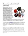 Fantasy Sports Special Rules To Remember