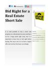 Bid Right for a Real Estate Short Sale