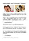 How To Get Back Your Ex Girlfriend Or Boyfriend?