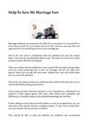 Help To Save My Marriage Fast 