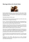 Marriage Advice For Newly Weds