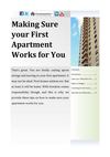 Making Sure your First Apartment Works for You
