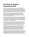 Is It Easy To Stage A Corporate Event?