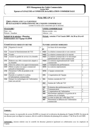 Fiche bilan mission