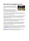 Poker Basic Knowledge Must-Haves