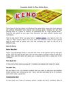 Complete Guide To Play Online Keno