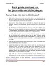 Petit guide pratique sur les jeux vidéo en bibliothèques