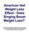 American Idol Weight Loss Effect - Does Singing Boost Weight Loss