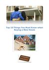 Top 10 Things You Must Know when Buying a New House