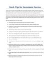 Stock Tips for Investment Success