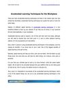 Accelerated Learning Techniques for the Workplace 