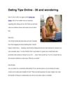 Dating Tips Online - 30 and wondering
