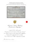 Plaquette de la Présidence pour la cérémonie d'hommage aux Harkis aux Invalides le 25 Septembre 2011, présidée...