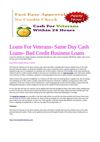 Loans For Veterans- Same Day Cash Loans- Bad Credit Business Loans