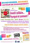 "Investir Solidaire : Pourquoi et Comment ?" Affiche Conférence Débat 7 Novembre 2011 Arras
