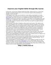 Improve your English Skills through ESL Course