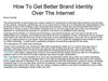 How To Get Better Brand Identity Over The Internet