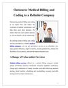 Outsource Medical Billing and Coding to a Reliable Company