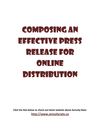 Composing an Effective Press Release for Online Distribution