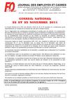 Résolution du Conseil National de Novembre 2011