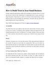 How to Build Trust in Your Small Business