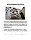 Maintaining a Rental Property