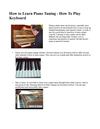 How to Learn Piano Tuning - How to Play Keyboard