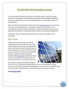 The Benefit Of Renewable Energy
