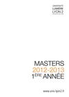 Université Lumière Lyon 2 - Catalogue Masters 1 2012-2013