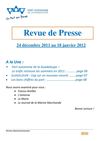 Revue de Presse du Pag 24 décembre 2011-15 janvier 2012 
