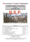Hautefort, Notre Patrimoine, compte rendu d'activités n°32 - janvier 2012
