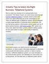 4 Useful Tips to Select the Right Business Telephone Systems