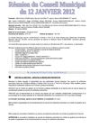 Compte rendu du conseil municipal de Bellentre du 12 janvier 2012
