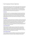 Cloud Computing For Business Applications