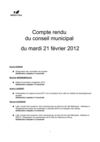 21 février 2012: compte-rendu du conseil municipal