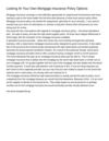 Looking At Your Own Mortgage Insurance Policy Options