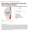 Zenith Women's 03.1969.401 02.C510 Vintage 1969 White Chronograph Dial Watch