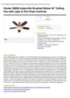 Hunter 28699 Auberville Brushed Nickel 44 Ceiling Fan With Light & Pull Chain Controls